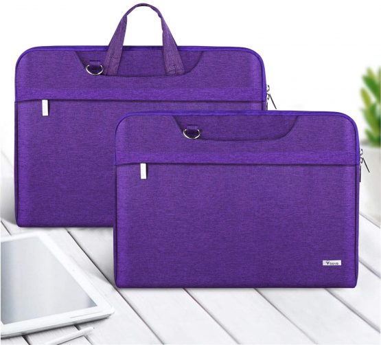 Voova Laptop Bag 14-15.6 Inch, Waterproof Laptop Case Sleeve with Shoulder Strap, Computer Cover Compatible w/MacBook Pro 16, Dell XPS 15, Acer Asus Hp Chormebook for women ladies& Girls boys-Purple - Image 2