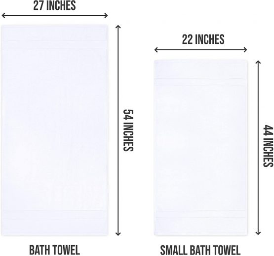 Utopia Towels - Premium 100 % Cotton White Small Bath Towel Set (6 Pack, 56 x 112 Centimetres) - Lightweight, High Absorbency - Multipurpose Quick Drying Pool Gym White Towel Set - Image 2