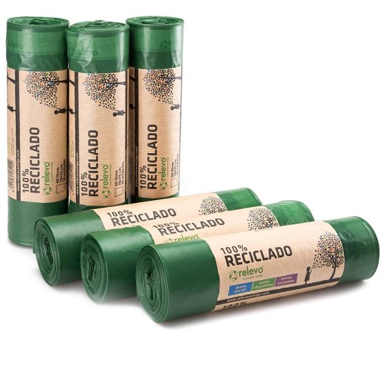 Relevo 100% Recycled Bin Liners, Heavy Duty 50L, 60 Bin Bags