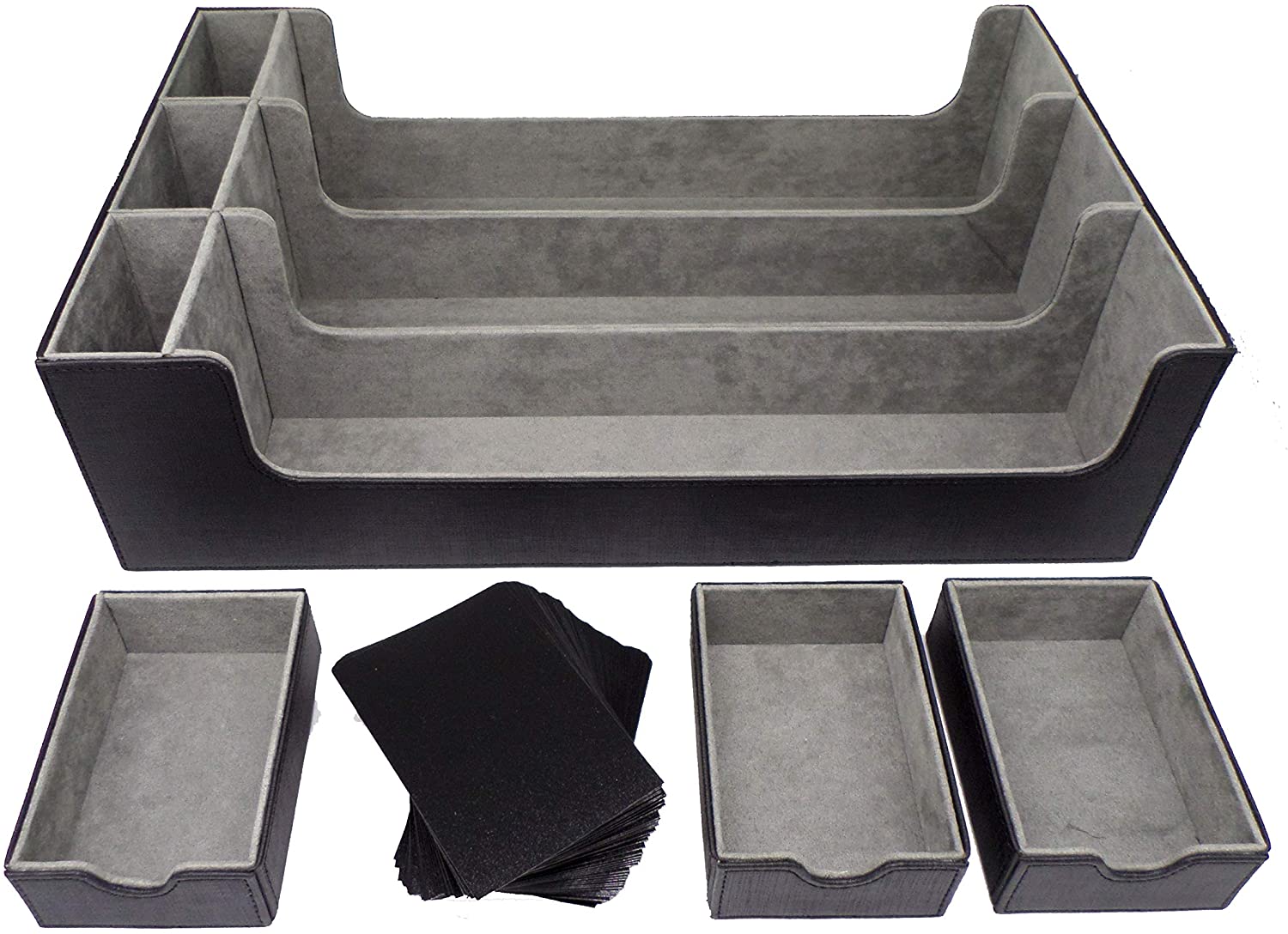 docsmagic.de Premium 3-Row Trading Card Storage Box Black + Trays & Divider - MTG PKM YGO