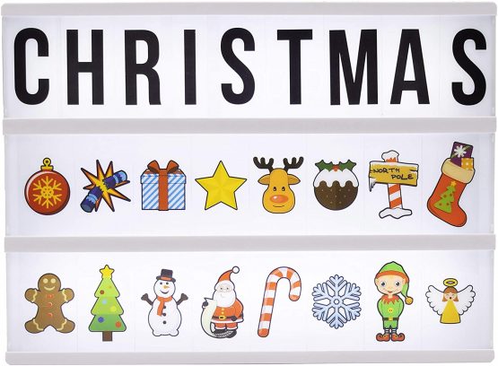 Locomocean A4 Cinematic Lightbox | Incl 160 Letters & Emoji (Christmas Emoji Included) | Illuminated Light Up Box Sign | Battery or USB Powered | Integrated Letter Storage for 220 Tiles and USB Lead. - Image 2