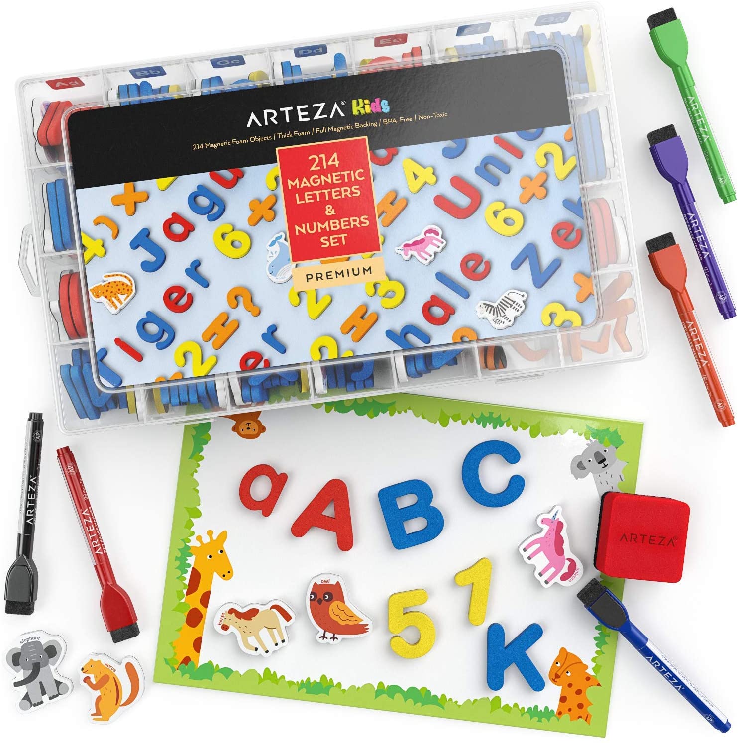 Arteza Letters and Numbers Set, 214 Foam Letters, Numbers