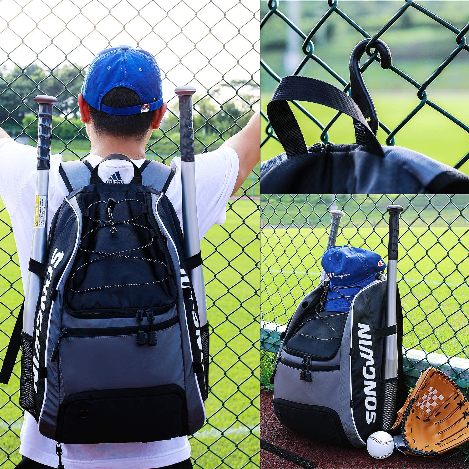 Baseball Bag Baseball Backpack with External Helmet Holder for