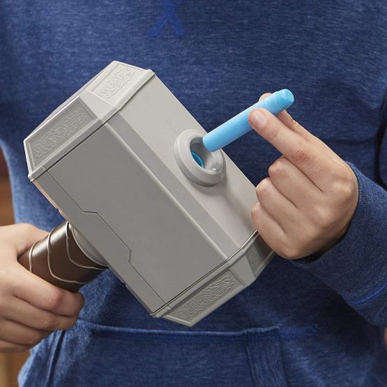 NERF Power Moves Marvel Avengers Thor Hammer Strike Hammer NERF Dart-Launching Toy for Kids Roleplay, Toys for Children Aged 5 and Up - Image 2
