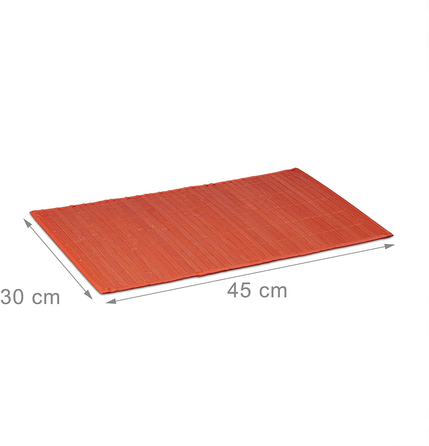 Relaxdays Place Mat Set, 6x Coaster, Tableware, Drinks, Table Protector, Square, 45 x 30 cm, Bamboo, Stylish, Red - Image 4