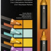 Crafter's Companion Spectrum Noir Triblend Alcohol Markers Unique 3-in-1 Blendable Effect-6 Coloured Pen Kit Shades, Exotic Blends, One Size