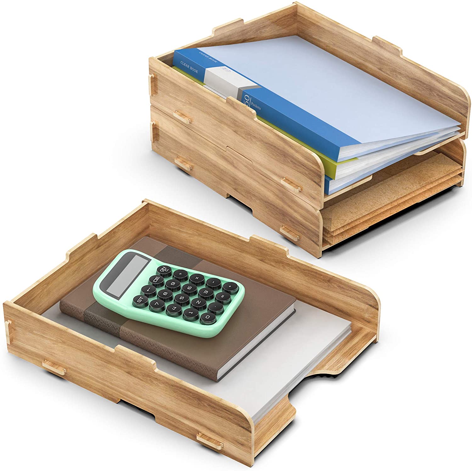 Lesfit Wooden Desk Organiser Tray for File, Document, Letter, a4 Paper