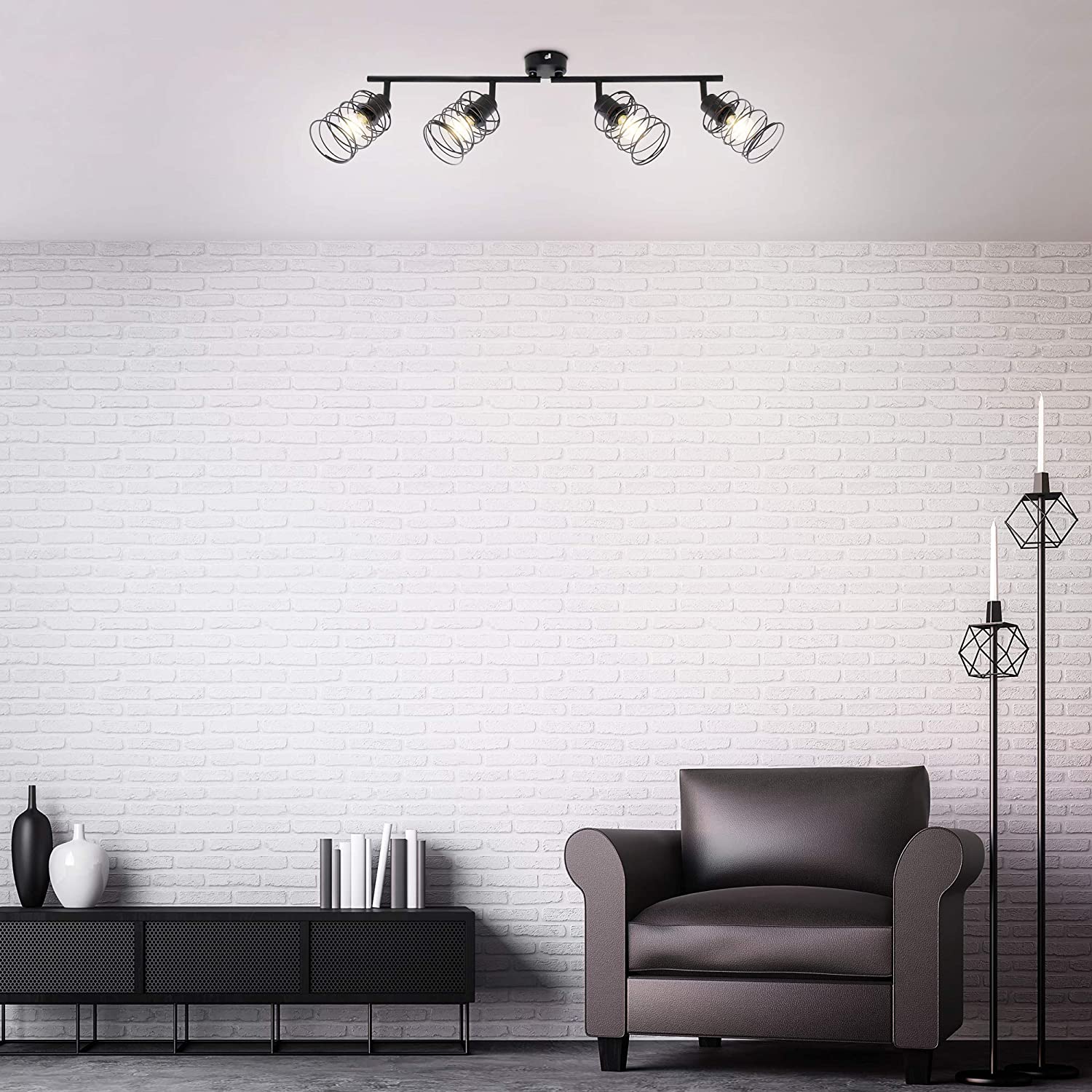 Briloner Leuchten - Spotlight, 4 lamp Ceiling Spotlight, Retro Ceiling lamp, Vintage, Adjustable Swivel-Mounted Spotlight, Black Steel, 4 x E14, max. 40 Watts, Metal, Black - Image 2