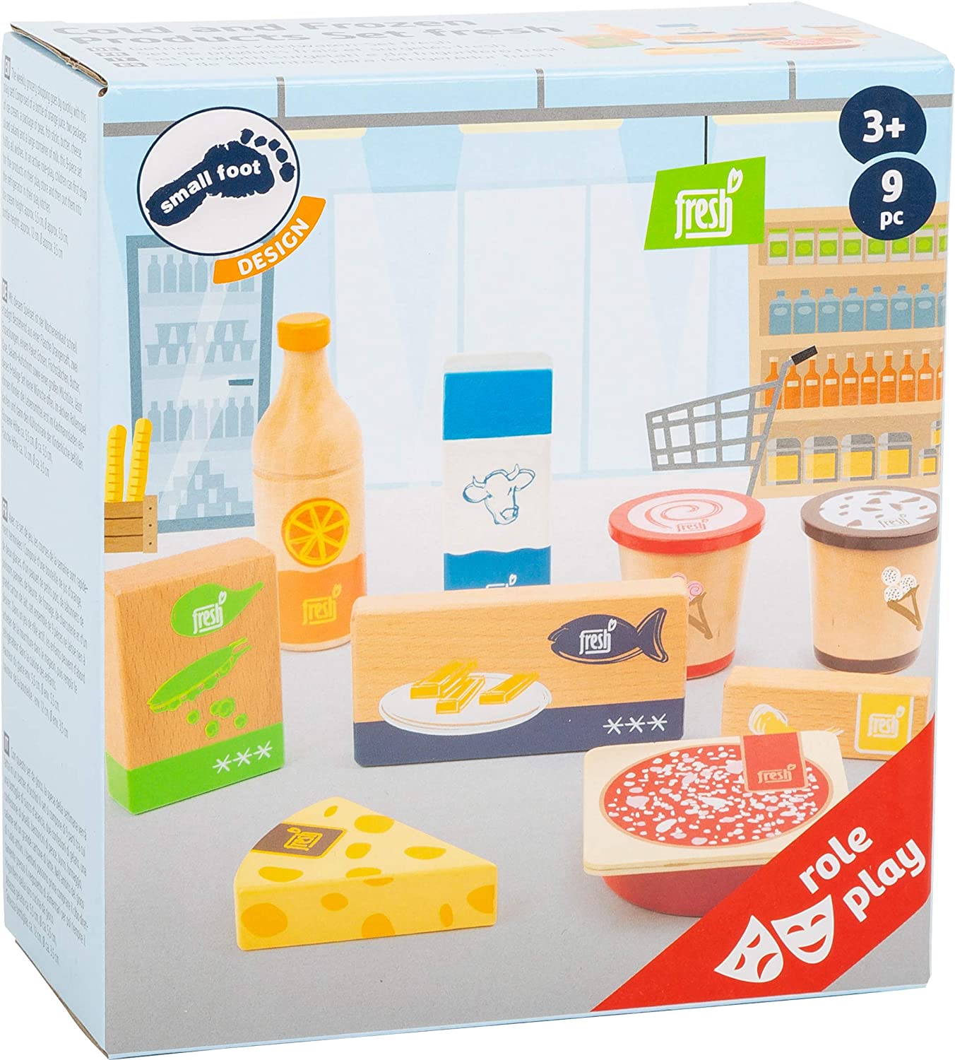 Small Foot 11441 Frozen and Chilled Food Set fresh, made of wood, accessories for play stores & kitchens, 9 pcs - Image 3