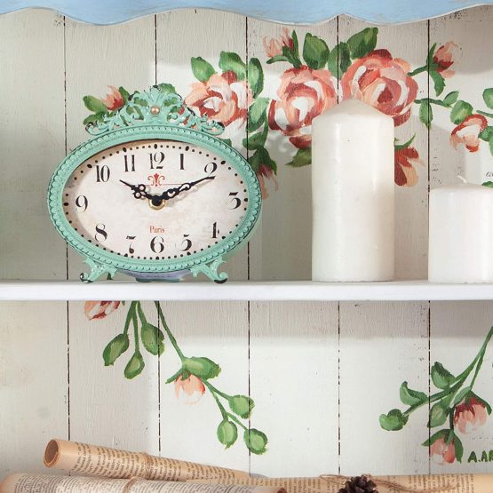 NIKKY HOME Vintage Round Quartz Analog Table Clock 16.5 x 5.5 x 15.5cm, Metal Green - Image 2