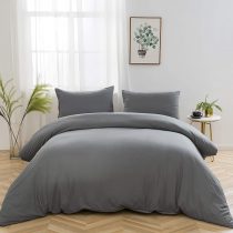 AYSW Bedding Set and Fitted Sheet King Size 4 Pieces 100GSM Brushed Microfiber Duvet Cover with Pillowcases Luxury with 16'' Deep Pocket Bed Sheet Soft Duvet Cover Fade Resistant Grey