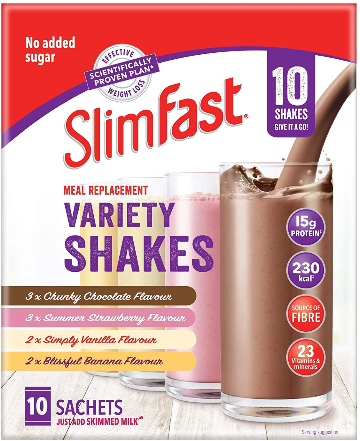 SlimFast Variety Shakes Sachet Assorted Box, Tasty Shakes for Balanced Diet Chocolate, Strawberry - Image 3