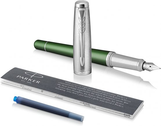 Parker Urban Fountain Pen, Premium Green with Medium Nib and Blue Ink Refill, 1931616