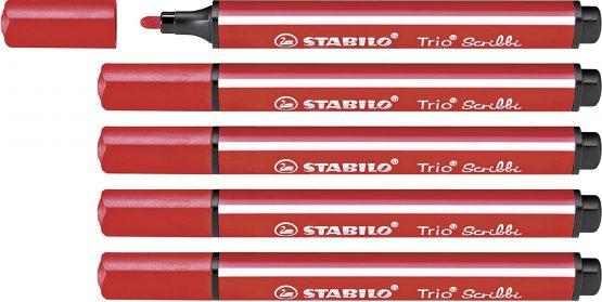 Felt Tip Pen - STABILO Trio Scribbi Box of 5 Red