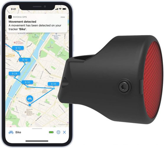 Invoxia Tracker Anti-Theft GPS, Bike Reflector with Real-Time Alerts, 3-Year Subscription Included, Up to 3 Months of Battery Life, Discreet and Light, Waterproof