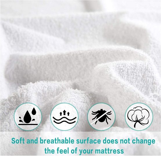 Linens World Cotton Premium Waterproof Mattress Protector Fitted Terry Cover - Skin Friendly, Non Noisy & Hypoallergenic(Single) - Image 2