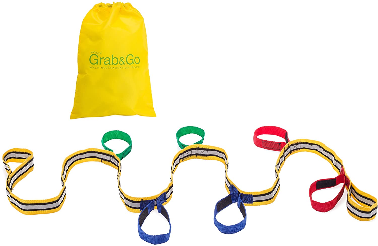 Walkodile Grab & Go Children's Walking Rope (6 child). Teacher Designed. Extra Safety Feature on Handles. Strong Fabric & Heavy Duty Stitching. Includes Learning Games for Walks Guide