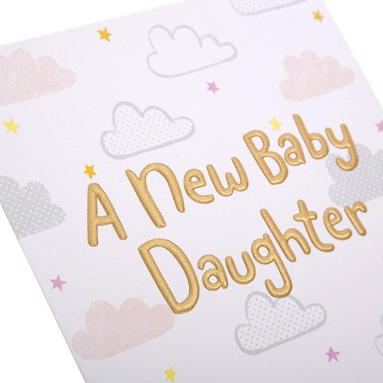 Baby Daughter Birth Congratulations Card from The Hallmark Studio - Contemporary Design on Textured Board with Gold Foil Lettering - Image 3