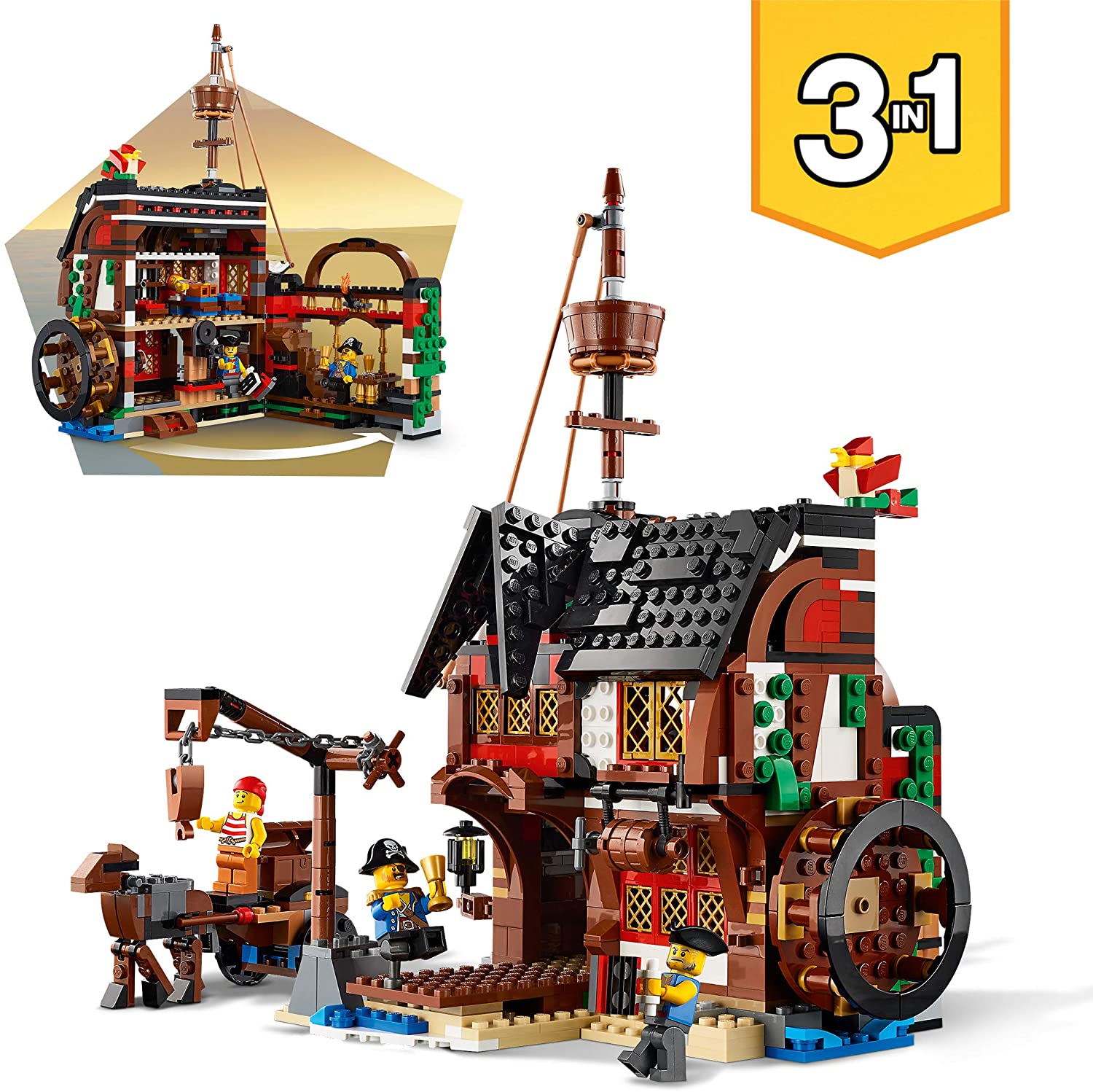 LEGO 31109 Creator 3in1 Pirate Ship Toy with Inn & Skull Island - Image 3