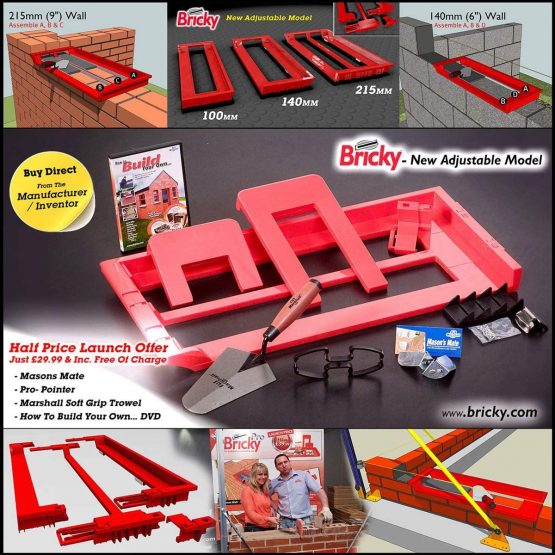 Bricky Pro - The Bricky Tool / Adjustable to build all standard wall sizes 4", 6" & 9". - Image 2