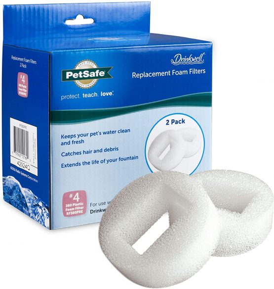 Petsafe Drinkwell 360 Plastic Pet Fountain Replacement Foam Filters, Pack of 2, Filter for Dog and Cat Water Fountains