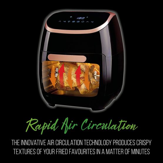 Tower Xpress Pro T17039RGB Vortx 5-in-1 Digital Air Fryer Oven with Rapid Air Circulation, 60-Minute Timer, 11 L, 2000 W, Black and Rose Gold - Image 3