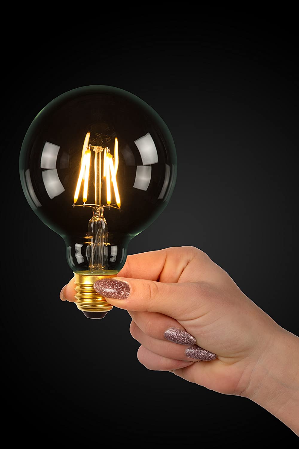 Lucide LED BULB - Filament Bulb - diameter 9,5 cm - LED Dim. - 1x5W 2700K - Transparant, 10 x 10 x 21 cm - Image 3
