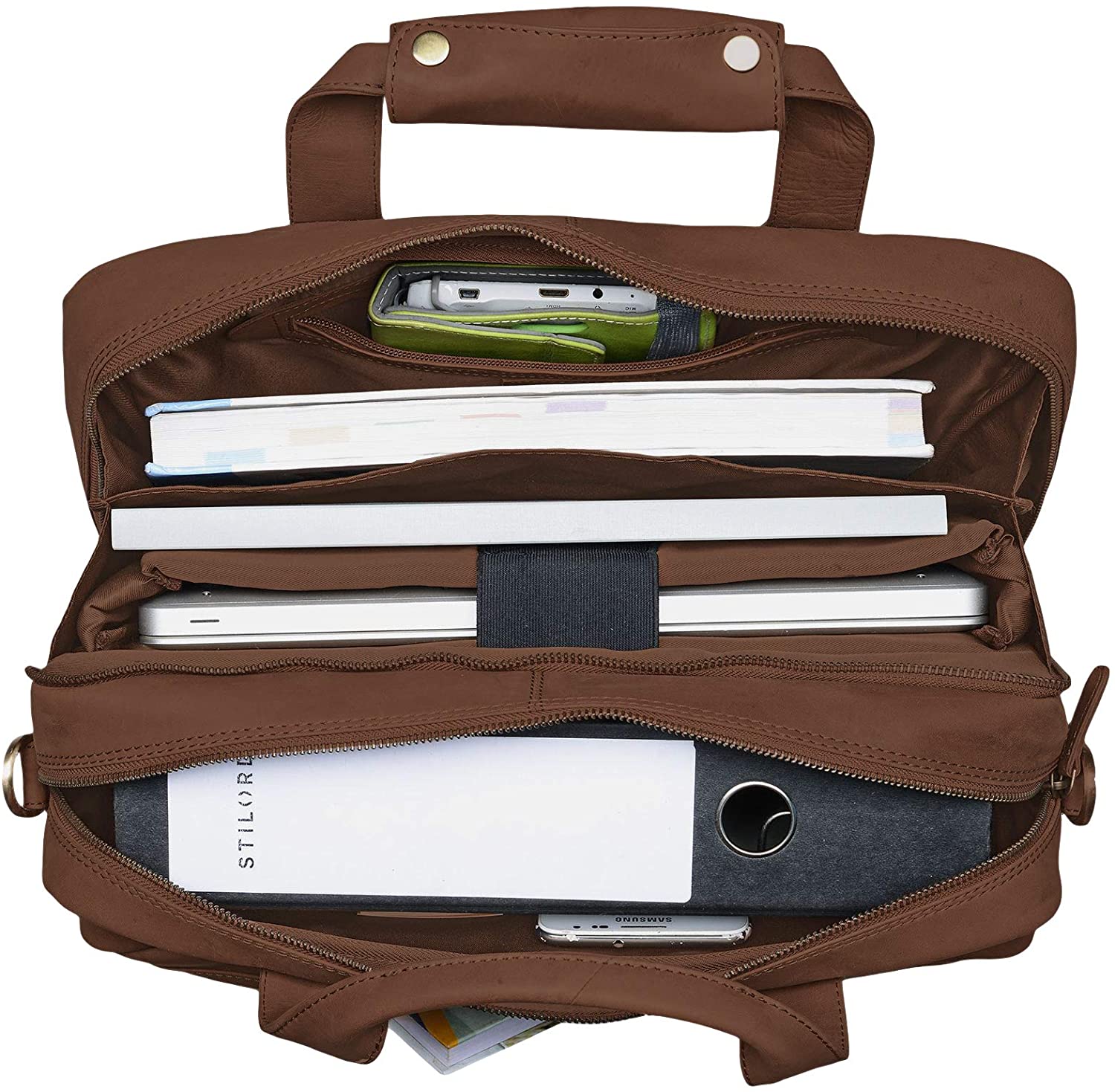 STILORD 'Adventure' Vintage Teacher Bag Men Women Business Bag Leather Satchel Shoulder Bag Satchel Laptop Bag Large Working Bag Office Bag Genuine Leather - Image 4
