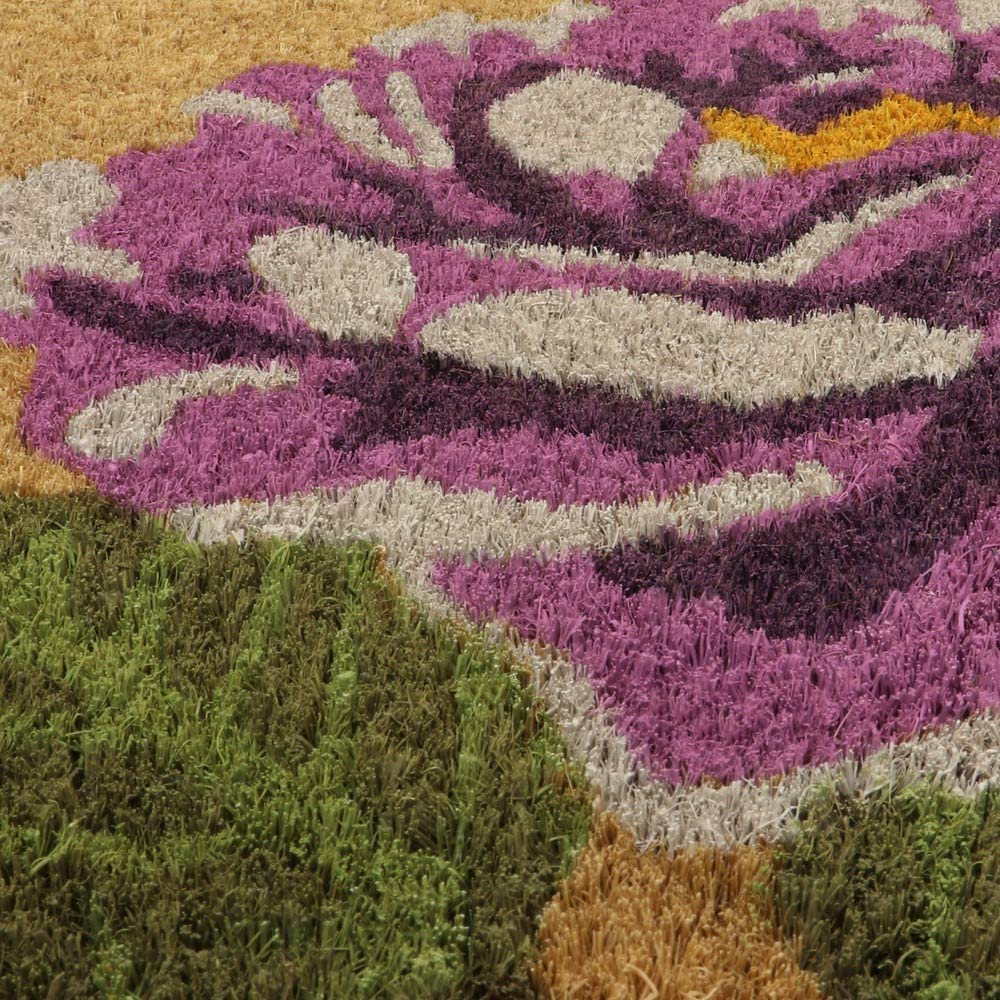 JVL Eco-Friendly Garden Latex Backed Coir Entrance Door Mat, Flower Design,Brown, ONE SIZE,02-833, 70 x 7 cm (Square) - Image 4