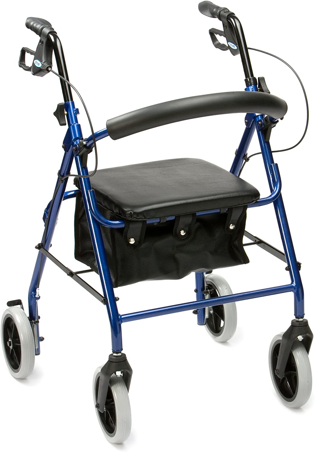 Drive Devilbiss R8 Blue Aluminium Rollator with Padded Seat and Vinyl Underseat Bag