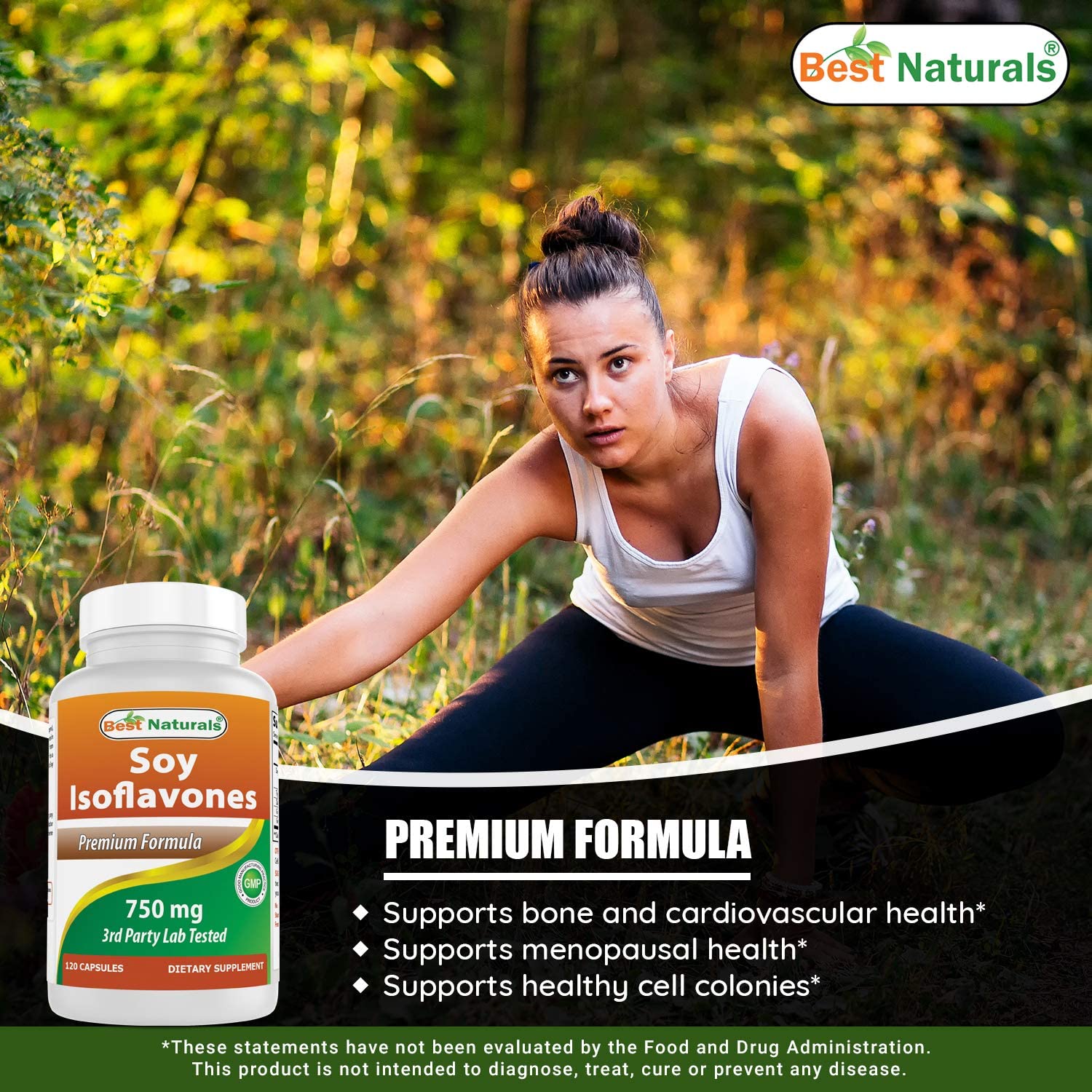 Best Naturals Soy Isoflavones 750 Mg 120 Capsules (120 Count (Pack of 1)) - Image 4