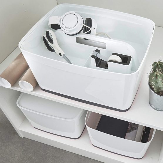 Leitz 18 Litre Storage Box with Lid, Waterproof , White/Black - Image 4