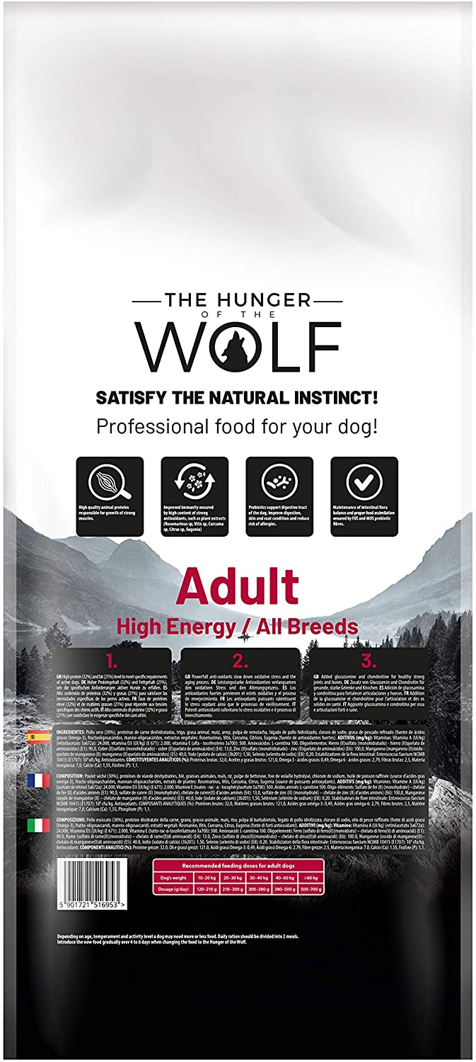 The Hunger of the Wolf Dry Dog Food - for All Breeds and Working Dogs High Calorie and High Energy Formula with Chicken, Adult - 14 kg - Image 3