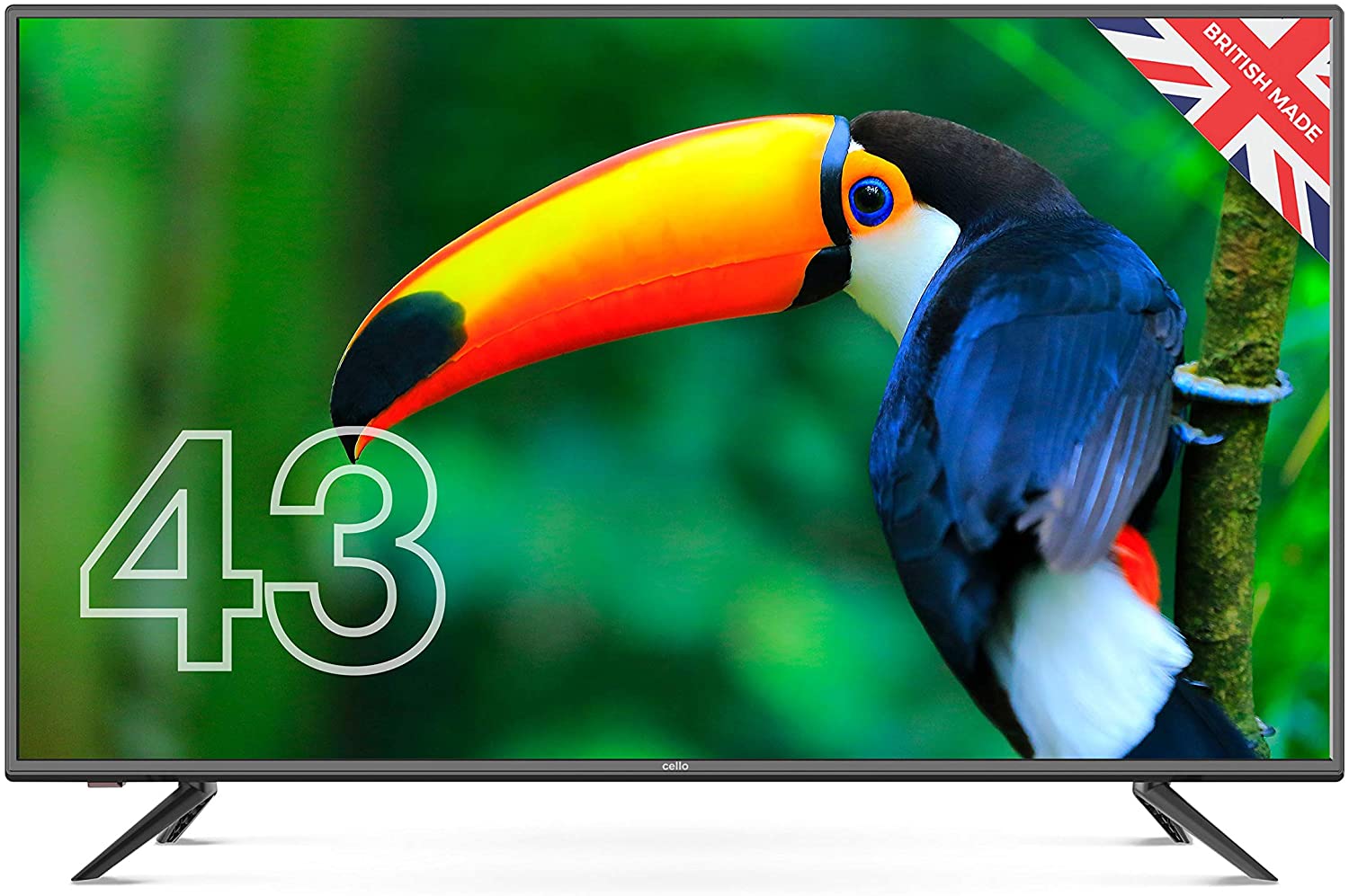 Cello C4320DVB 43 inch LED TV with Freeview & Satellite, Easy Setup Mains Only, Non-Smart, USB Record from Live TV