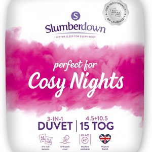 Slumberdown Cosy Nights King Size Duvet 4.5 Tog Plus King Size Duvet 10.5 Tog 3 in 1 Combination 15 Tog All Seasons Duvet King Size