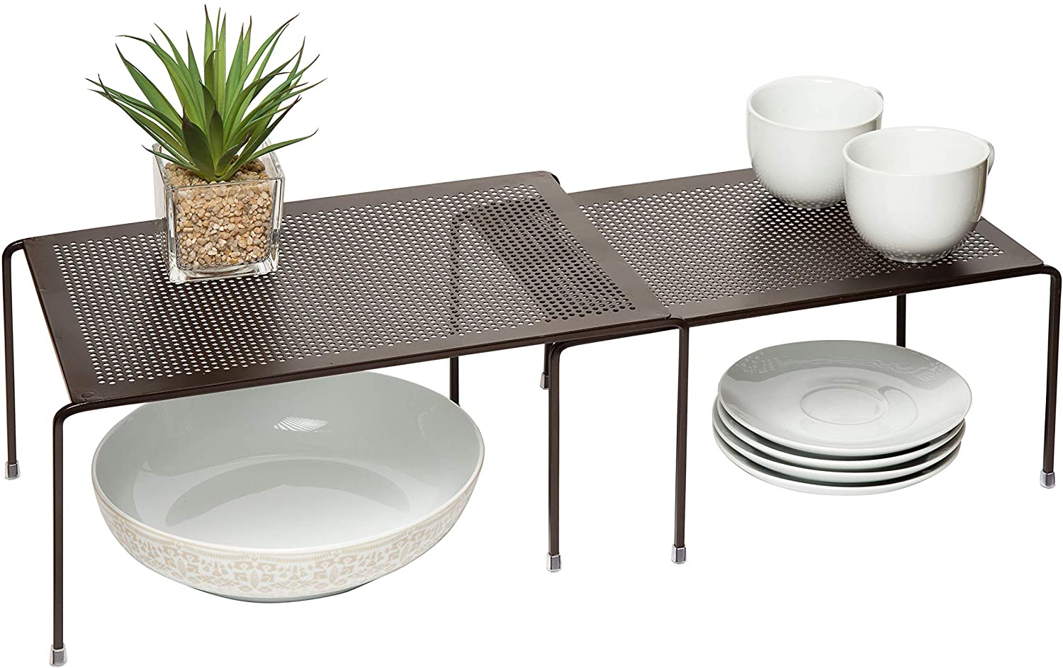 Amtido Kitchen Cupboard Organiser, Cupboard and Pantry Shelving Unit, Plates, Cups, Mugs, Dish Rack