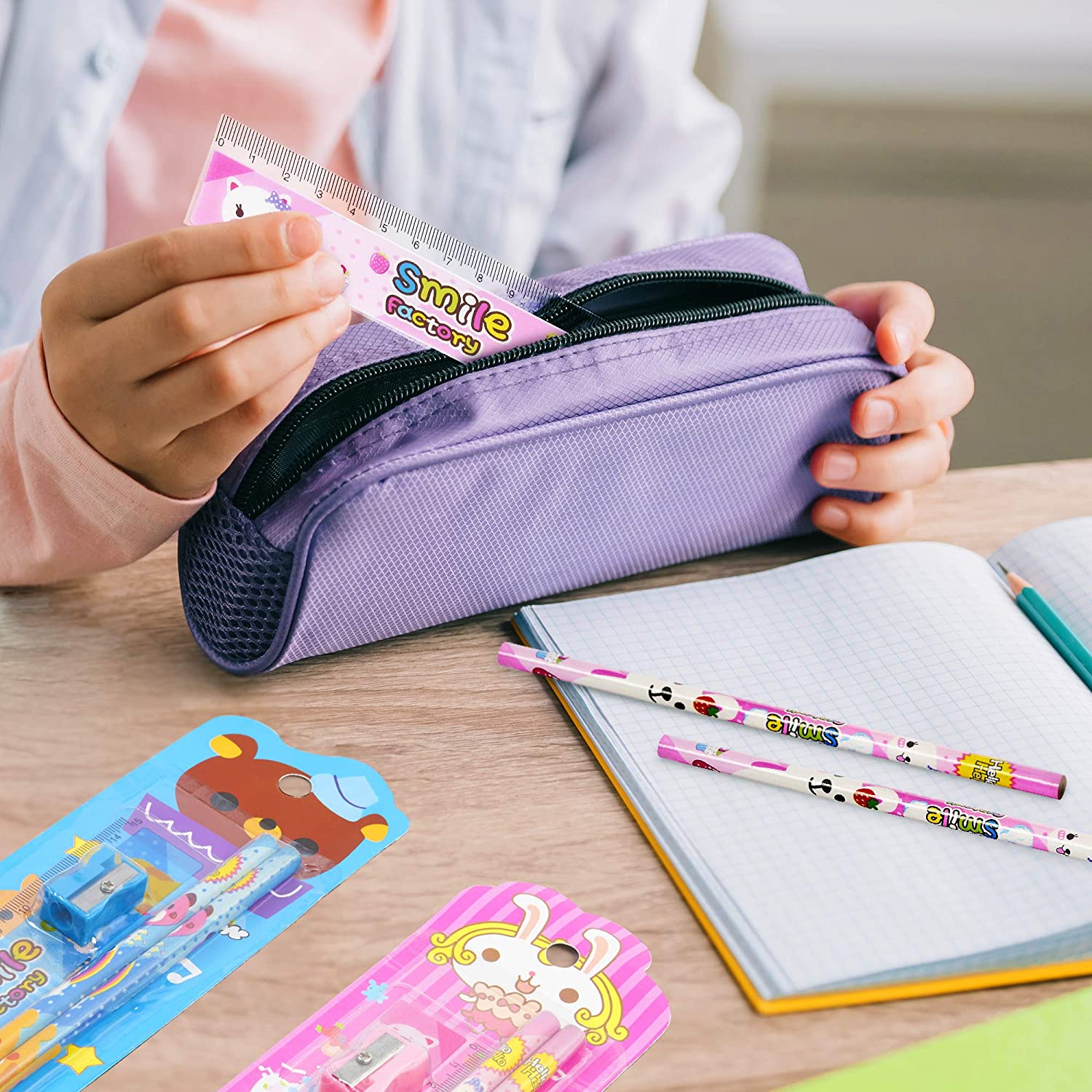 THE TWIDDLERS, 40 Kids Stationery Sets, 20 Pink & 20 Blue, Contains Two Pencils, Ruler, Sharpener & Eraser - Image 2