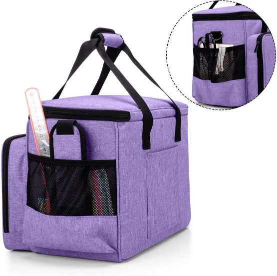 Yarwo Sewing Machine Carrying Case with Bottom Wooden Board, Universal Sewing Machine Bag Compatible with Most Major Sewing Machine and Accessories, Purple - Image 4