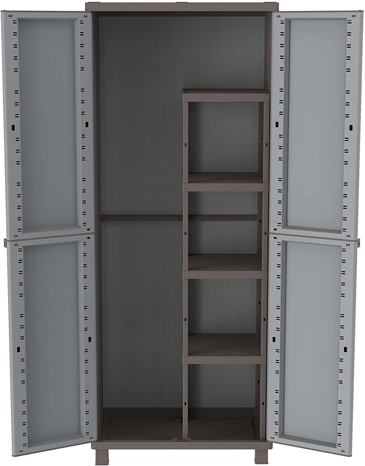 Terry, Jrattan 368, 2 Door Cabinet with 1 Internal Shelving and 4 Shelves - 68x37.5x170 cm, Grigio/Tortora, 68x37,5x170 cm - Image 2