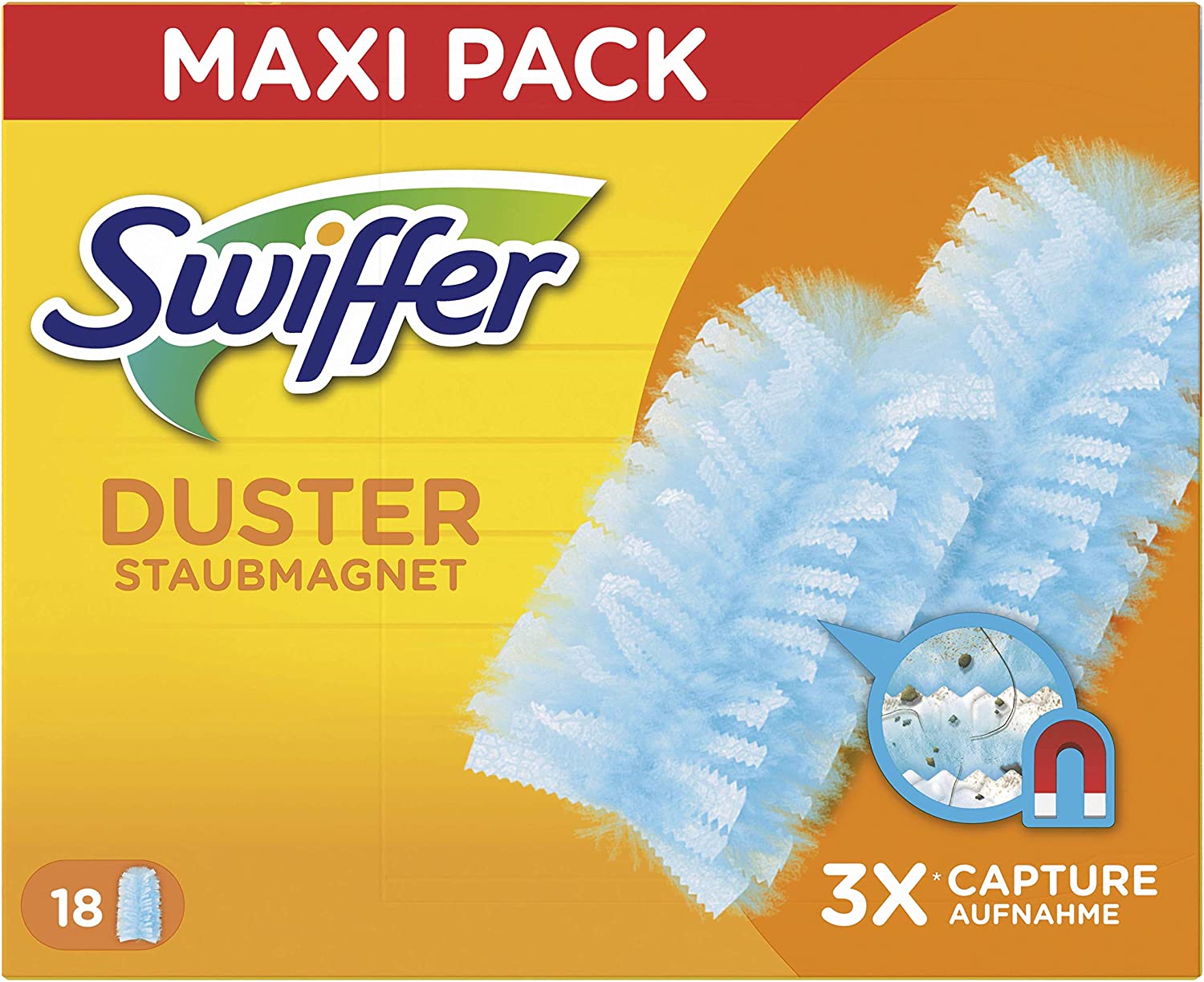 Swiffer Duster Replacement Dust Catcher and Trap Up to 3 Times More Dust and Hair Compared to Traditional Duster, 18 Pieces