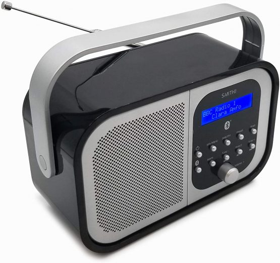 Smith-Style Retro H1 DAB+ FM DAB Digital Radio Bluetooth Portable Radio with Dual Alarm Clock & LCD Display – DAB Radio/FM Radio/Battery & Mains Powered with 20 Presets – White - Image 4