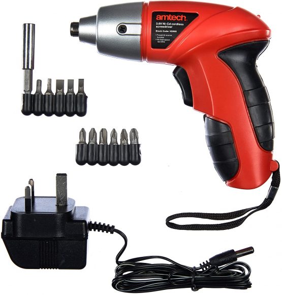 Amtech V2565 3.6V NiMh Cordless Screwdriver Kit, 3.6 V, Multi-Colour