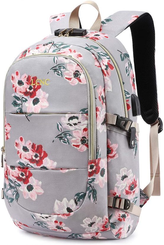 Backpack Womens, Anti Theft Business Travel Laptop Backpack with RFID Signal Blocking Pocket USB Charging Port, Water-Resistant Slim Backpack Fit 15.6 Inch Laptop Computer Work School Rucksack