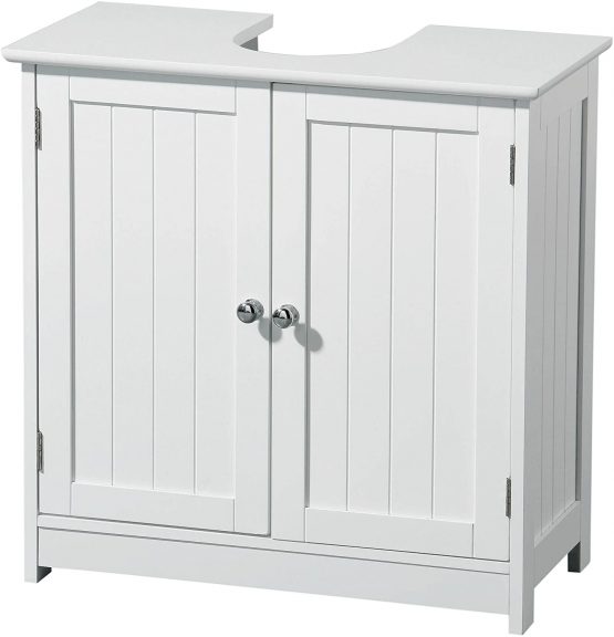Premier Housewares White Pedestal Sink Under Sink Unit Kitchen Sink Bathroom Under Sink Cabinet Under Basin Storage Undersink Cabinets h60xw60xd30 cm
