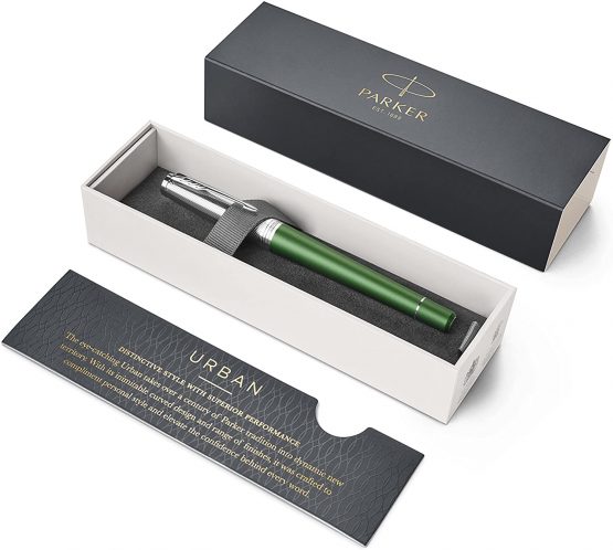 Parker Urban Fountain Pen, Premium Green with Medium Nib and Blue Ink Refill, 1931616 - Image 2