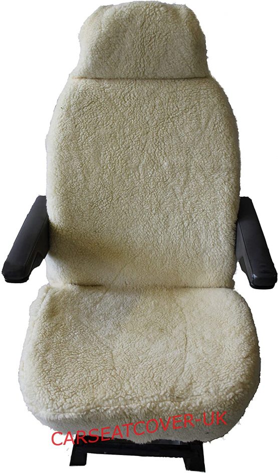 Carseatcover-UK Pair of Cream Sherpa Sheepskin MOTORHOME Seat Covers in Faux Fur [CHOICE OF 10 FABRICS]