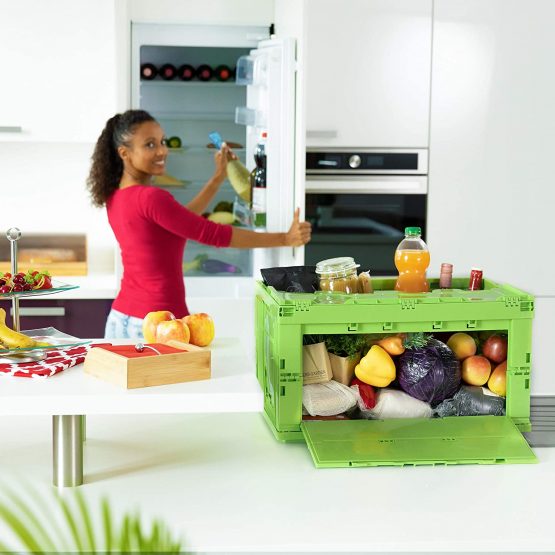 Relaxdays Professional Storage Box, Sturdy, Commercial Crate, Plastic, Lidded, 32.5x58x39.5cm, Grey - Image 2