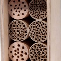 dobar 28450e Professional Insect Hotel for Wild Bees, Solid Nesting Aid with Paper Tube, 16 x 12.5 x 23 cm, Birch, Natural