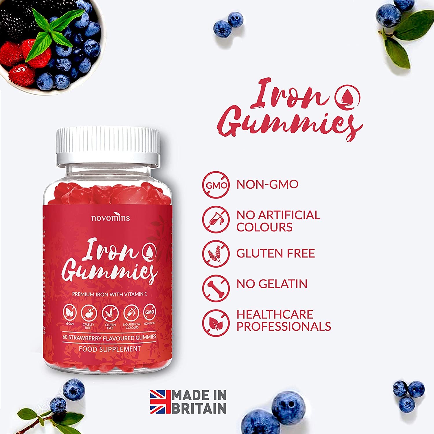 Iron Gummies with Vitamin C, 1-Month Supply, 20mg High Strength Alternative to Iron Tablets & Drops - Image 3
