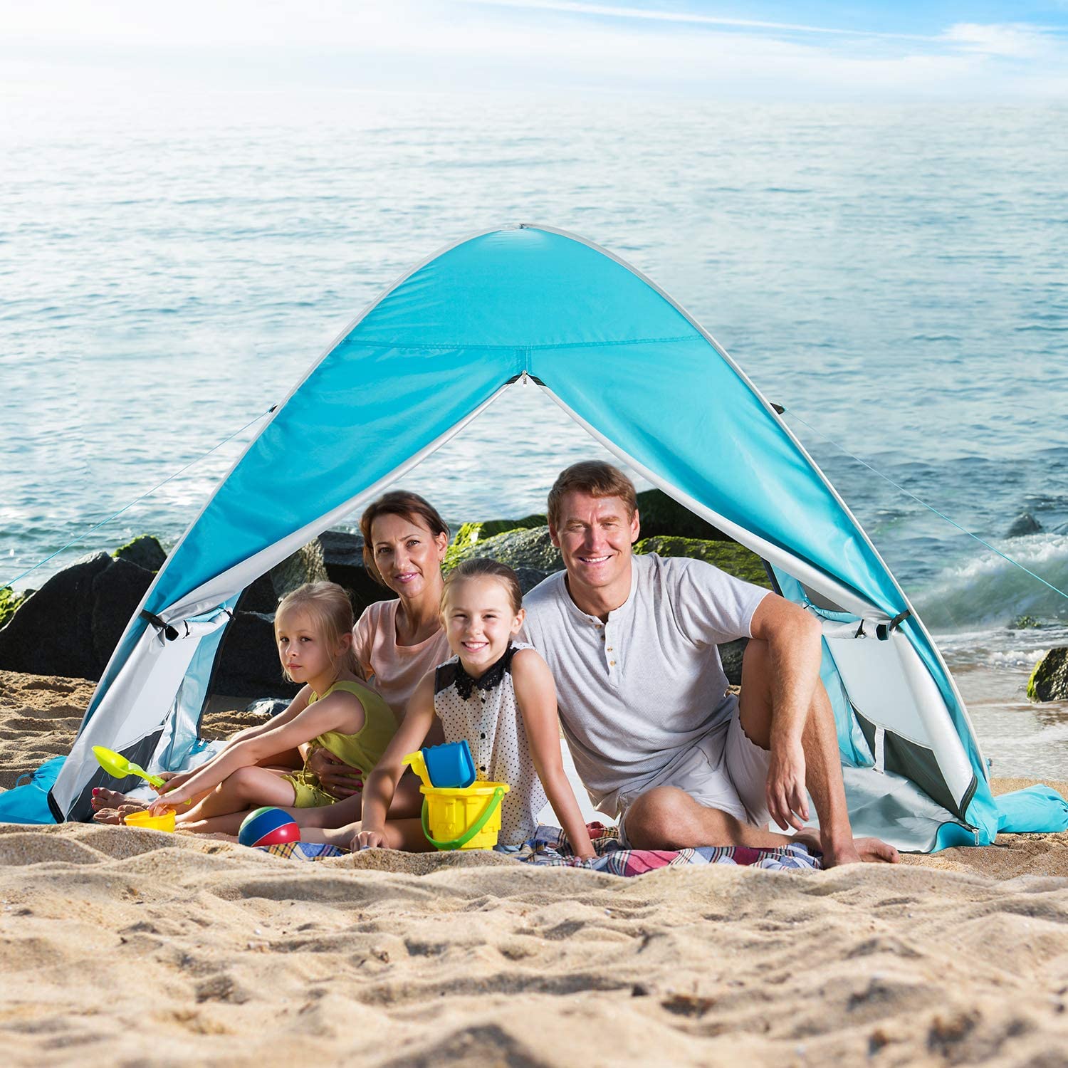 Wolfwise UPF 50+ Easy Pop Up Beach Tent Sun Shelter Instant Automatic
